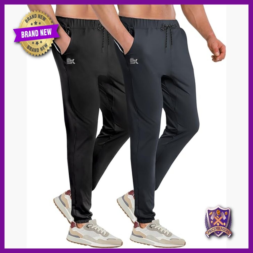 Men's Lightweight Tapered Sweatpants with Zipper Pockets for Gym Workouts
